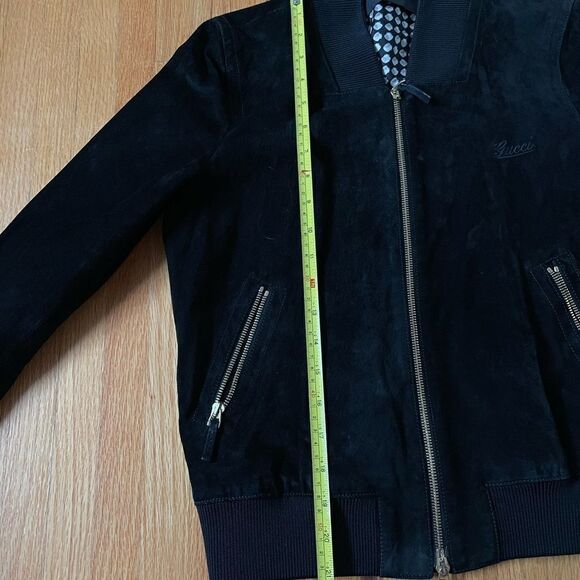 GUCCI Black Suede 100% Leather Bomber Jacket Made in Italy sz 44EU - Picture 16 of 16